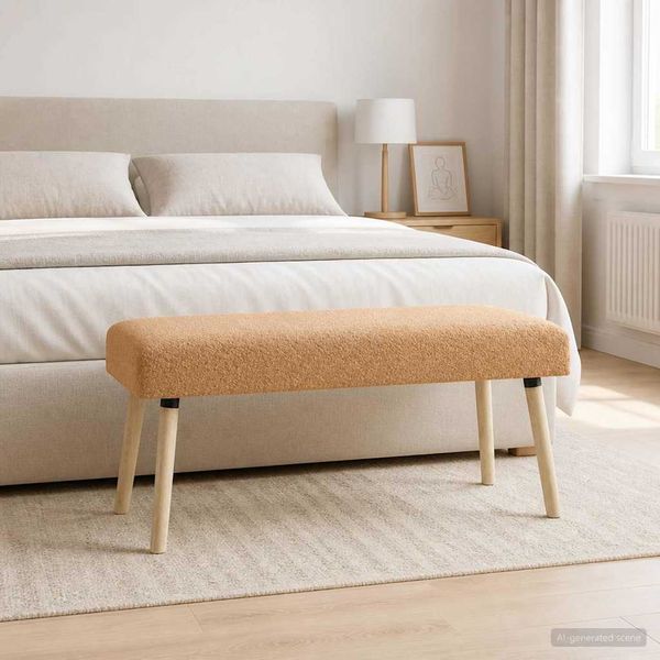 vidaXL lavička Jednofarebný Béžová 110 x 40 x 46 cm Bouclé