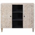 vidaXL Servírovacia skriňa Biela 90 x 33,5 x 75 cm Masívne mango drevo