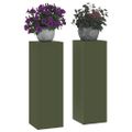 vidaXL Stojan na rastliny 2 pcs Olivovo zelená 24 x 24 x 75 cm Oceľ