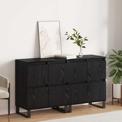 vidaXL Servírovacia skriňa 2 pcs Čierny dub 60 x 35 x 70 cm