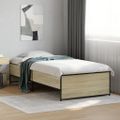 vidaXL Posteľný rám dub sonoma 90x190 cm kompozitné drevo a kov