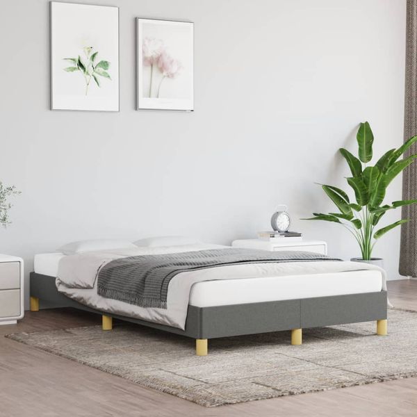 vidaXL Posteľ bez matraca tmavosivá 120x190 cm látka