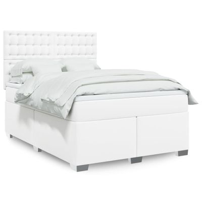 vidaXL Boxspring posteľ s matracom biela 160x200 cm umelá koža