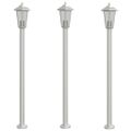 vidaXL Vonkajšie stojace lampy 3 ks strieborné 100cm nehrdzavej. oceľ