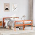 vidaXL Posteľný rám s čelom voskový hnedý 135x190 cm borovicový masív
