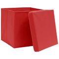 vidaXL Úložné boxy s vekom 10 ks, 28x28x28 cm, červené