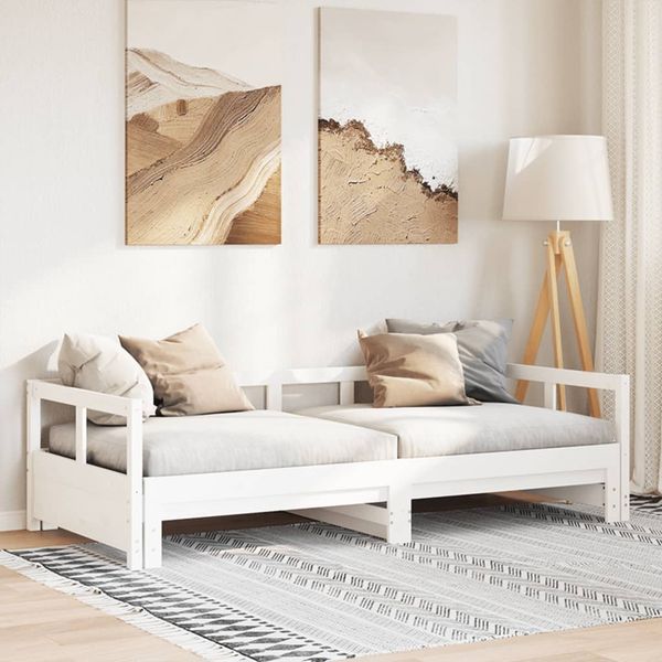 vidaXL Denná posteľ s matracom biela 90x200 cm masívna borovica
