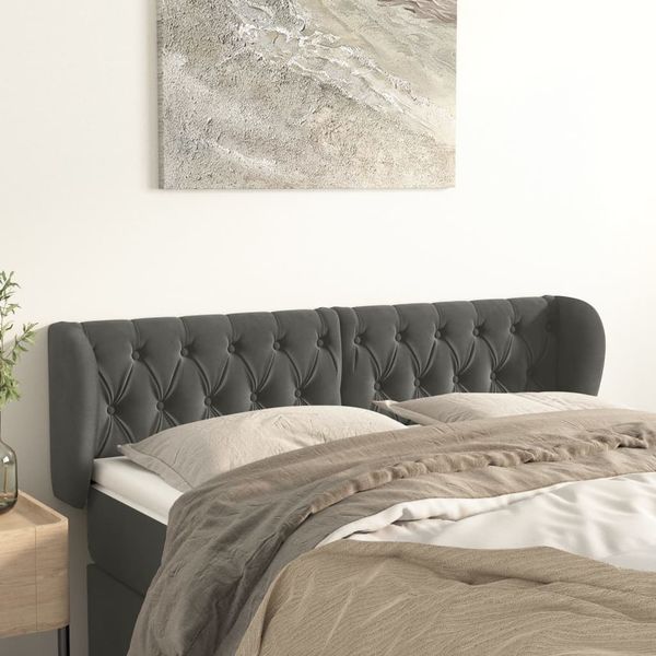 vidaXL Čelo postele so záhybmi tmavosivé 147x23x78/88 cm zamat
