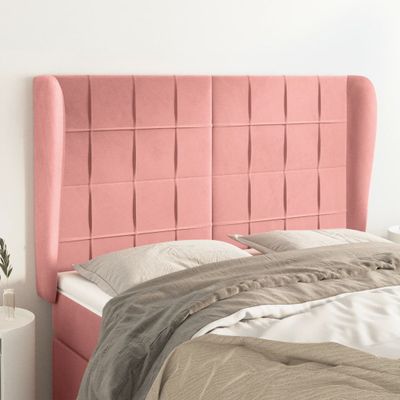 vidaXL Čelo postele so záhybmi ružový 147x23x118/128 cm zamat