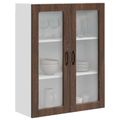 vidaXL Nástenný sklenený kabinet PORTO Hnedý dub 80 x 31 x 100 cm