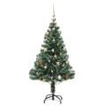vidaXL Umelý vianočný stromček 150 LED, gule a vločky snehu 150 cm