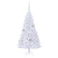 vidaXL Umelý vianočný stromček Biela 120 cm PVC a oceľ