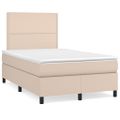 vidaXL Boxspring posteľ+matrac a LED, kapučínová 120x190cm, umelá koža