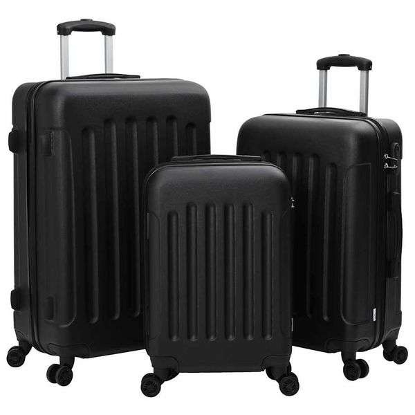 vidaXL Kufor so zámkom 3 pcs Čierna 50 x 31 x 78 cm ABS plast