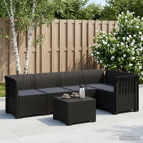 vidaXL 5-miestna záhradná pohovka s vankúšmi vzhľad ratanu PP