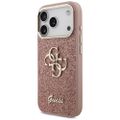 Guess Fixed Glitter Big 4G Kovový rám puzdro pre iPhone 17 Pro ružová