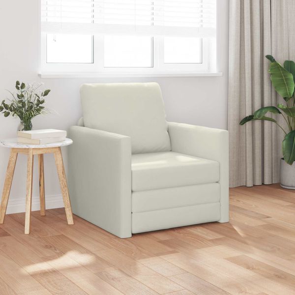 vidaXL Rozkladacia posteľ Krémová 74 x 77 x 81 cm Zamat