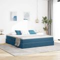 vidaXL Postel s úložným prostorem a matrací Tmavomodrá 180 x 200 cm