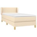 vidaXL Posteľný rám boxspring s matracom krémový 90x190 cm látka