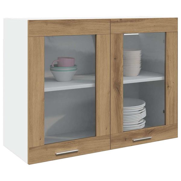 vidaXL Závesná sklenená skrinka “Lyon” Artisan Dub 80x31x60 cm Drevo