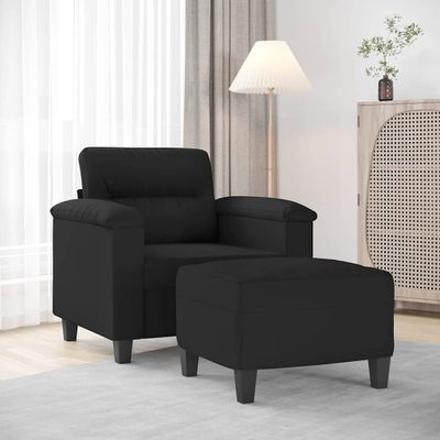 vidaXL Kreslo s podnožkou čierne 60 cm mikrovláknová látka