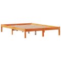 vidaXL Posteľný rám s čelom voskový hnedý 135x190 cm borovicový masív