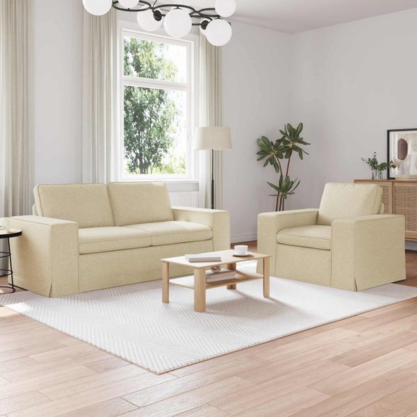 vidaXL Sada pohoviek 2 pcs Krémová 182 x 80 x 82 cm látka