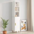 vidaXL Nástenná skrinka lesklá biela 34,5x32,5x90 cm spracované drevo