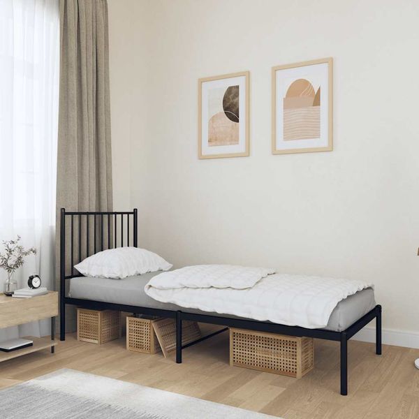 vidaXL Kovový rám postele s čelom čierny 75x190 cm