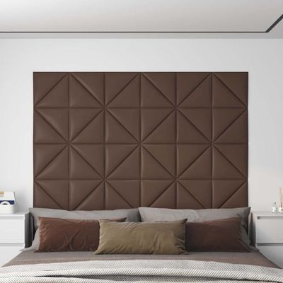 vidaXL Nástenné panely 12 ks hnedé 30x30 cm umelá koža 0,54 m²
