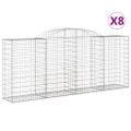 vidaXL Oblúkové gabionové koše 8 ks 300x50x120/140 cm pozink. železo