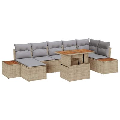 vidaXL Súprava záhradných pohoviek s úložiskom 8 pcs Béžová Poly ratan