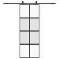 vidaXL Posuvné dvere s kovaním čierne 76x205 cm tvrdené sklo