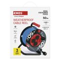 Predlžovací kábel EMOS P08550W na bubne 50 m / 4 zásuvky / modrý / PVC / 230 V / 1,5 mm2