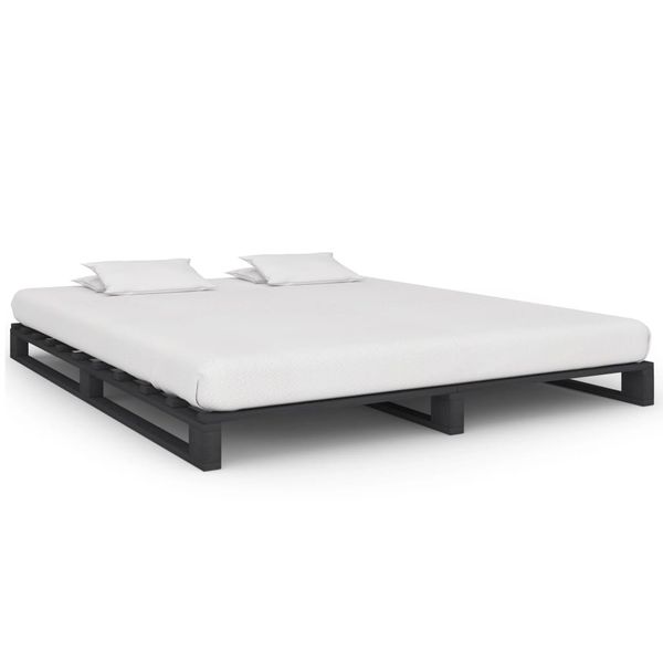vidaXL Paletový posteľný rám sivý 160x200 cm masívne borovicové drevo