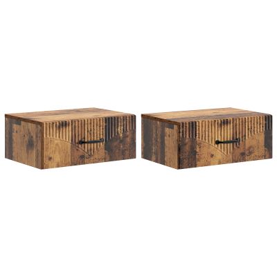 vidaXL Nástenná nočná skrinka 2 pcs Staré drevo 49 x 34,5 x 20 cm