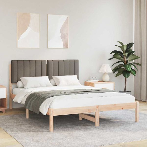 vidaXL Rám postele s čalúneným čelom Sivohnedá 135 x 190 cm