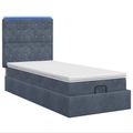 vidaXL Ottoman posteľ s matracom a LED Tmavosivá 90 x 190 cm Zamat