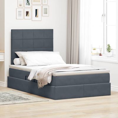 vidaXL Postel s úložným prostorem a matrací Tmavo šedá 120 x 200 cm