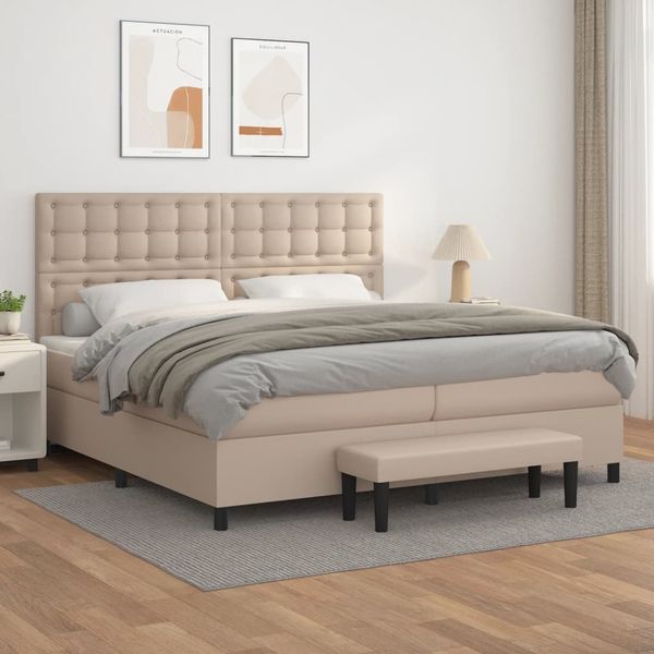 vidaXL Boxspring posteľ s matracom kapučínová 200x200 cm umelá koža