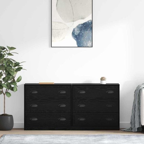 vidaXL Komody 2 pcs Čierny dub 70 x 35,5 x 67,5 cm Kompozitné drevo