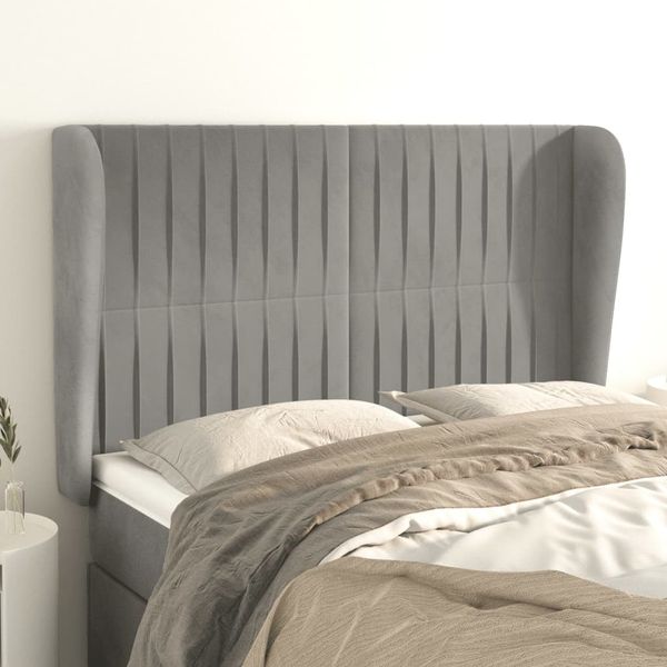 vidaXL Čelo postele so záhybmi bledosivé 147x23x118/128 cm zamat