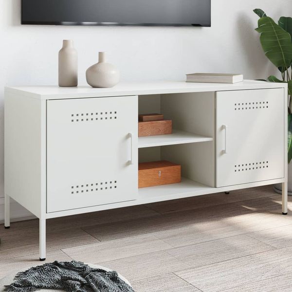 vidaXL TV skrinka biela 100,5x39x50,5 cm oceľ