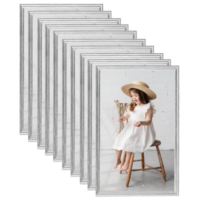 vidaXL Fotorámiky na stôl, koláž 10 ks, strieborné 13x18 cm, MDF