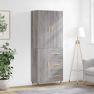 vidaXL Vysoká skrinka sivý dub sonoma 69,5x34x180 cm spracované drevo