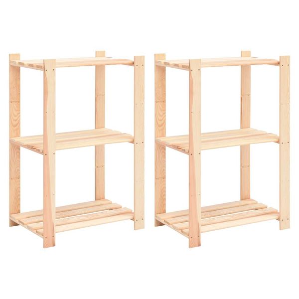 vidaXL Regály s 3 policami 2 ks 60x38x90 cm borovicový masív 150 kg