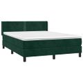 vidaXL Posteľný rám boxsping s matracom tmavozelený 140x190 cm zamat