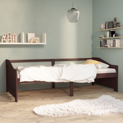 vidaXL 3-miestna denná posteľ tmavohnedá masívna borovica 90x200 cm