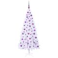 vidaXL Umelý vianočný stromček s 300 LED-i Biela 180 cm PVC a oceľ