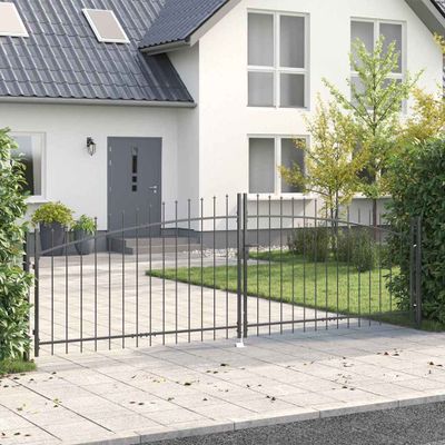 vidaXL Dvojitá brána WOERDEN 400 x 174,5 cm Oceľ Sivá Zamykateľné